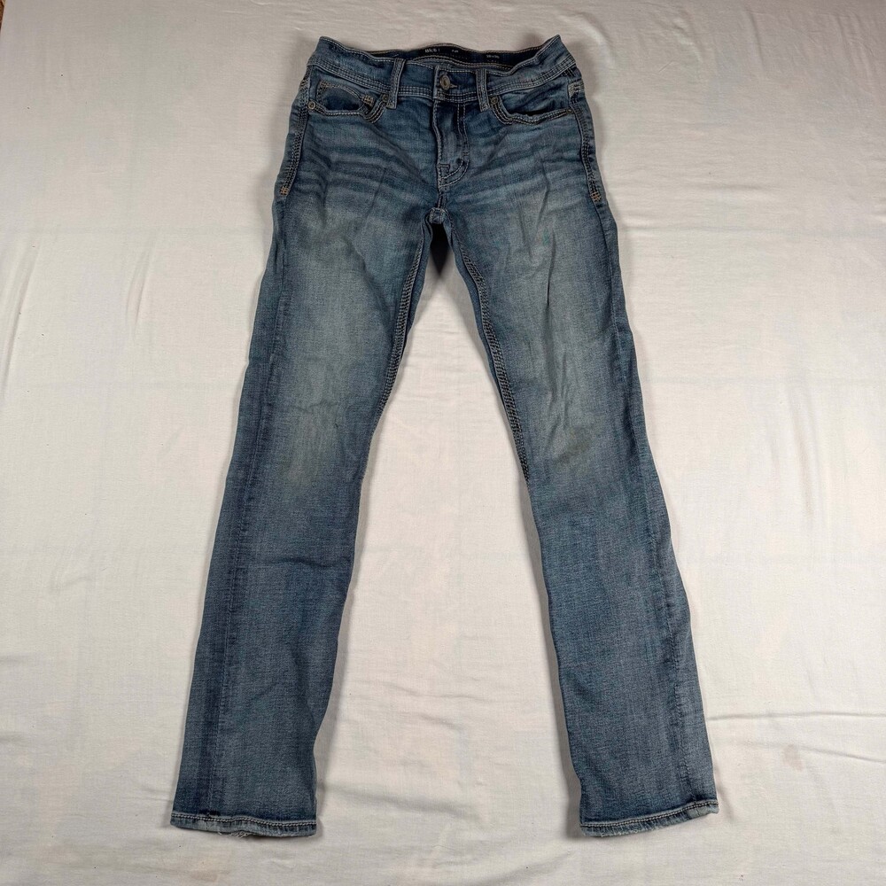 BKE Alec Mens Denim Jeans Size 28x30 Medium Wash Slim Straight Leg Embroidered